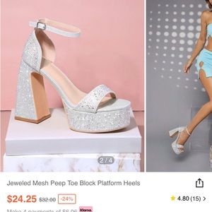Shein, Jeweled peep toe block heel size 6 brand new
